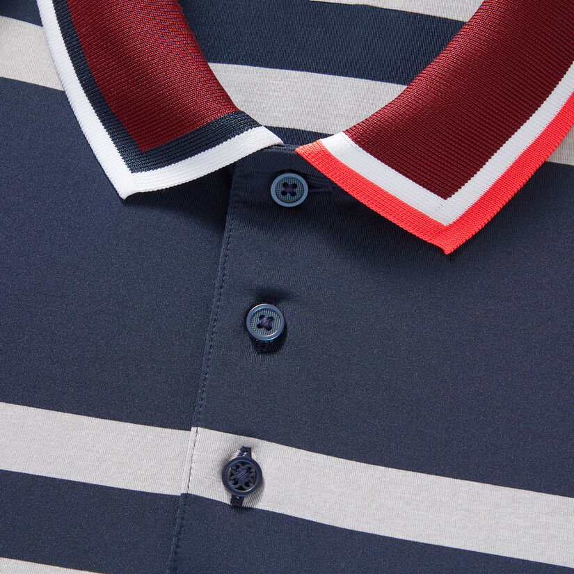 VARIEGATED STRIPE TECH JERSEY RIB COLLAR SLIM FIT POLO image number 6
