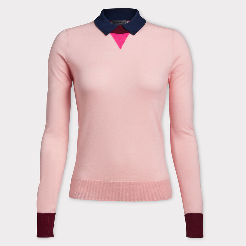 LAYERED MERINO WOOL LONG SLEEVE POLO JUMPER image number 1