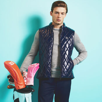 QUILTED POLISHED NYLON MERINO WOOL LINED PUFFER GILET