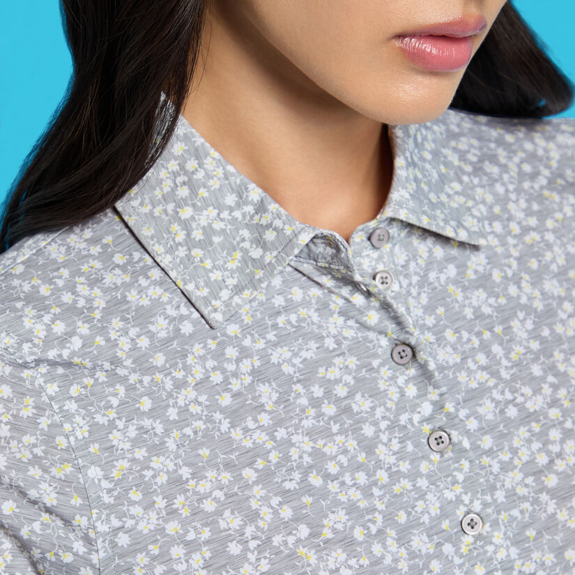 DITSY FLORAL TECH JERSEY LONG SLEEVE POLO image number 6