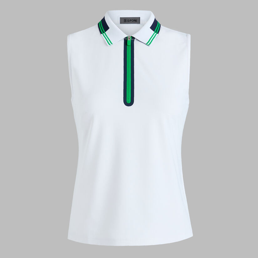 CONTRAST TECH PIQU&Eacute; SLEEVELESS POLO image number 1