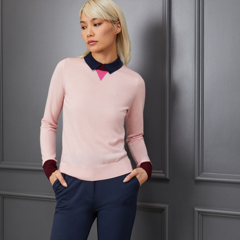 LAYERED MERINO WOOL LONG SLEEVE POLO JUMPER image number 2