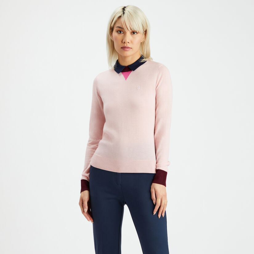 LAYERED MERINO WOOL LONG SLEEVE POLO JUMPER image number 3