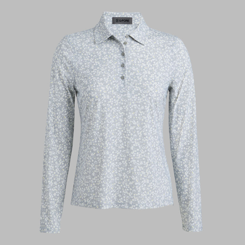 DITSY FLORAL TECH JERSEY LONG SLEEVE POLO image number 1