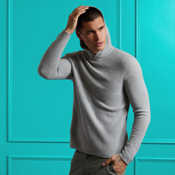 WAFFLE STITCH MERINO WOOL HOODED JUMPER