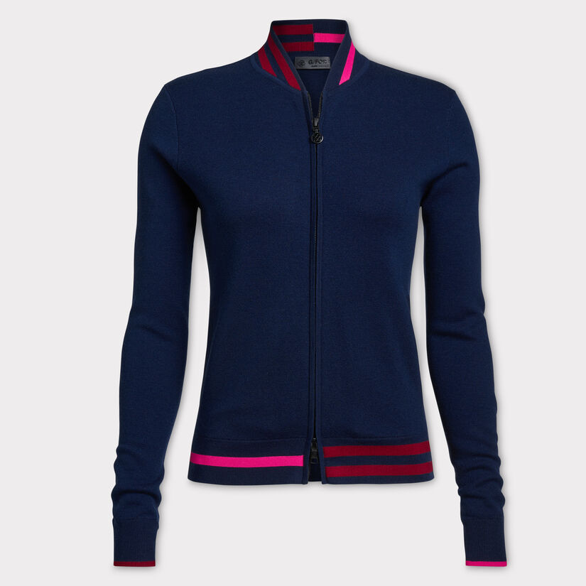 FORE JACQUARD WOOL FULL ZIP BOMBER JUMPER image number 1