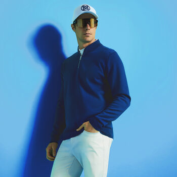CONTRAST V NECK MERINO WOOL QUARTER ZIP JUMPER