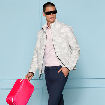 PERFORATED STRIPE JERSEY POLO - Alternate Image 1