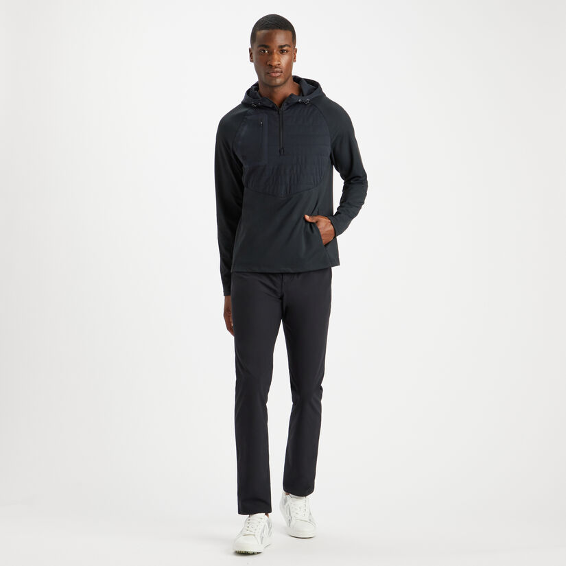 HOODED TECH INTERLOCK QUARTER ZIP SLIM FIT PULLOVER image number 4