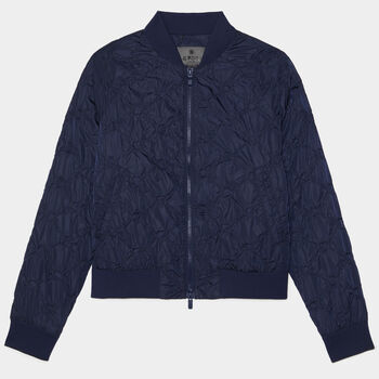 RIB COLLAR EMBOSSED BOMBER JACKET