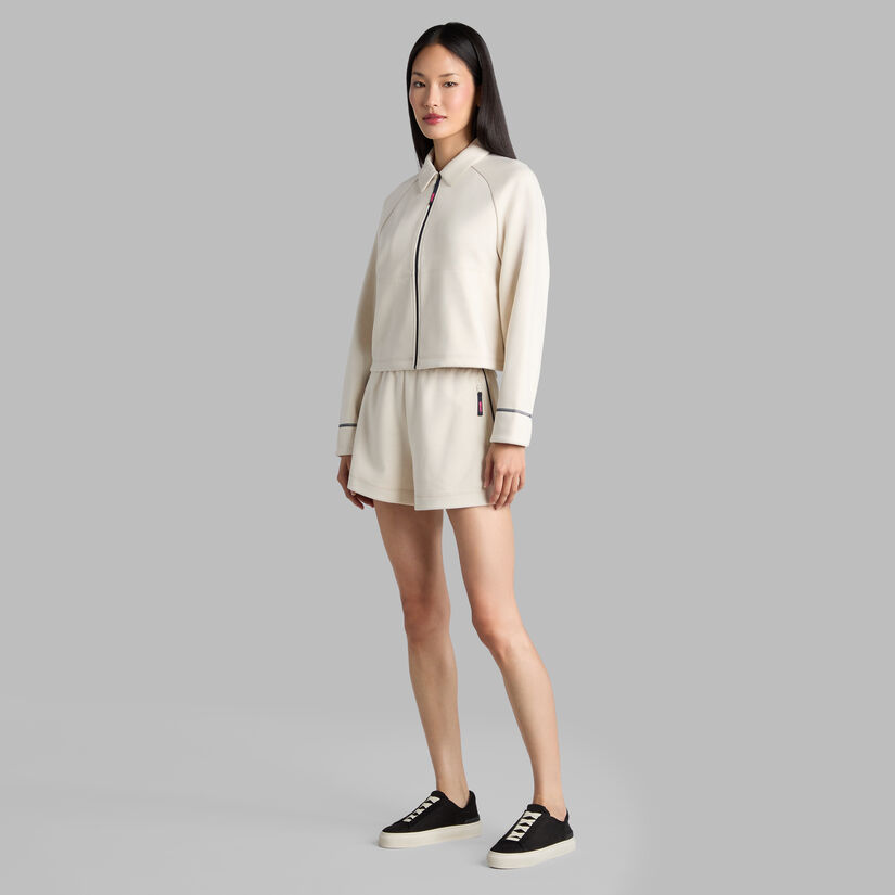 COSY DOUBLE KNIT CROPPED COLLARED JACKET image number 3