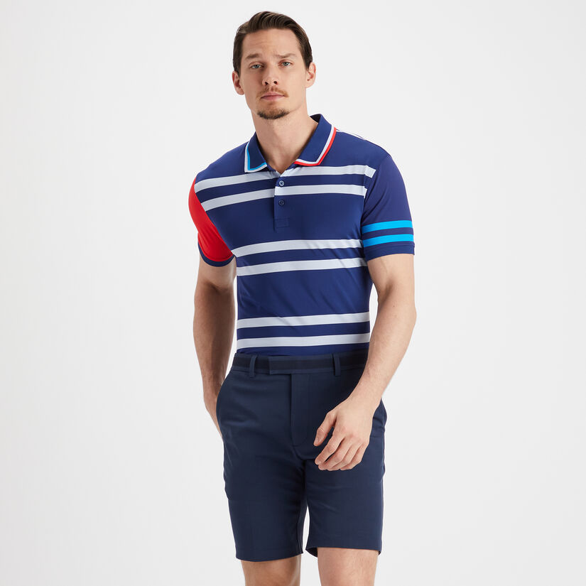 MEN'S VARIEGATED STRIPE TECH JERSEY RIB COLLAR SLIM FIT POLO – G/FORE