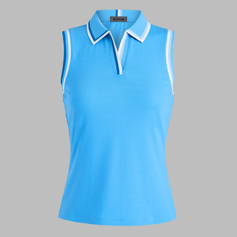 JOHNNY COLLAR RIBBED TECH SLEEVELESS POLO image number 1