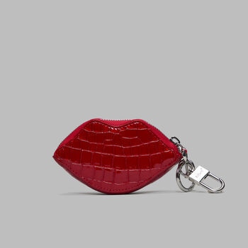 LOVE G CROC-EMBOSSED LEATHER COIN PURSE KEYCHAIN