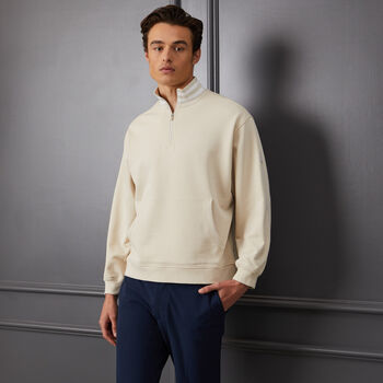 RIB COLLAR FRENCH TERRY QUARTER ZIP PULLOVER