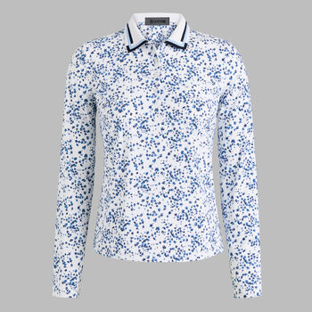 SCATTERED DITZY SILKY TECH NYLON LONG SLEEVE POLO