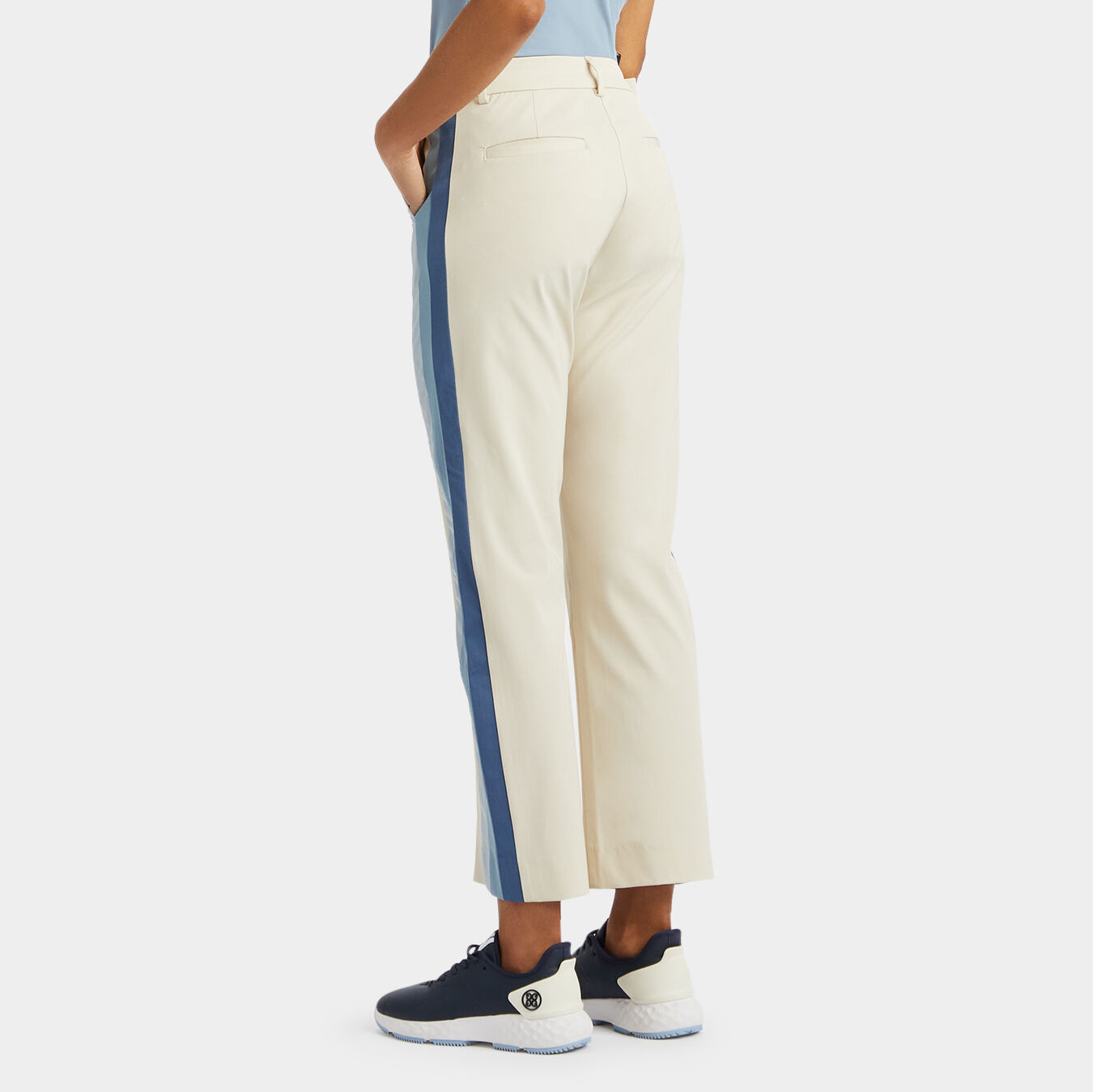 White pants with side hot sale stripe