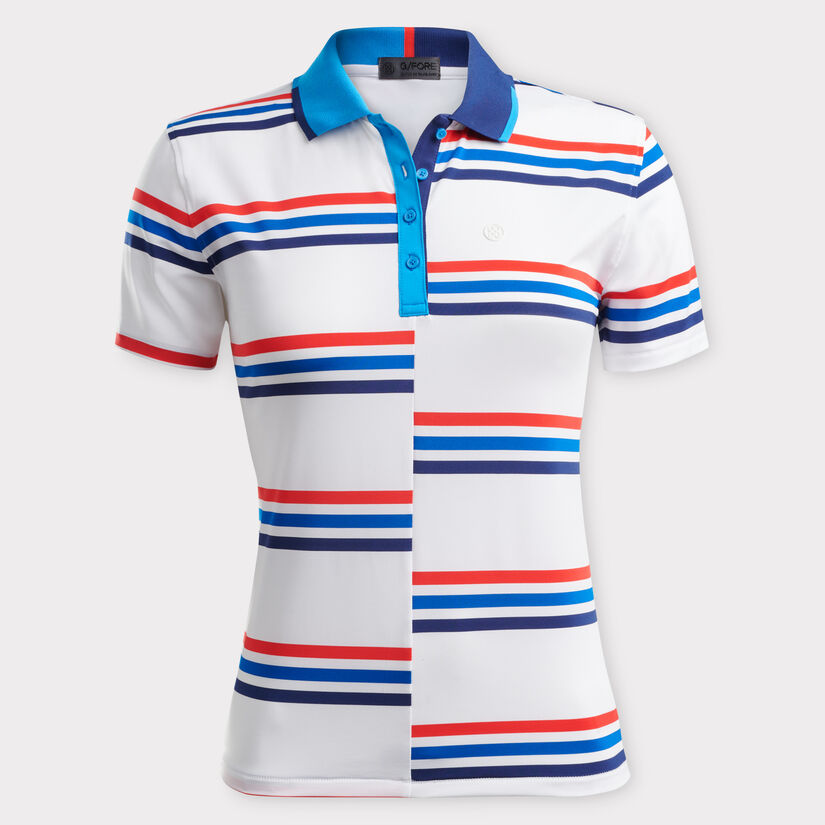 OFFSET STRIPE LIGHTWEIGHT TECH JERSEY POLO image number 1