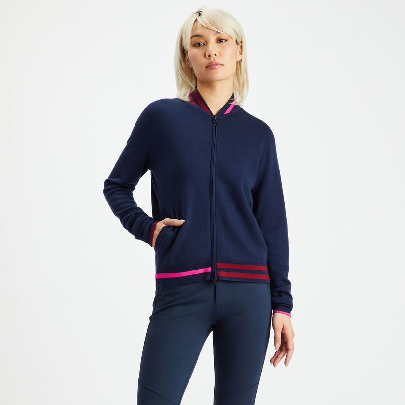 FORE JACQUARD WOOL FULL ZIP BOMBER JUMPER image number 3