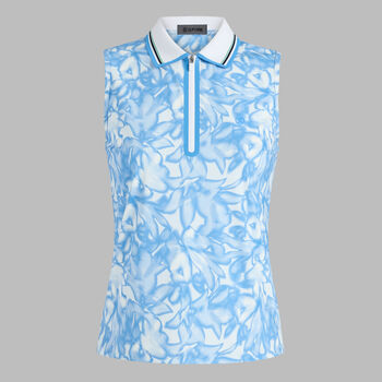 TRIPPY FLORAL SILKY TECH NYLON SLEEVELESS POLO - Alternate Image 1