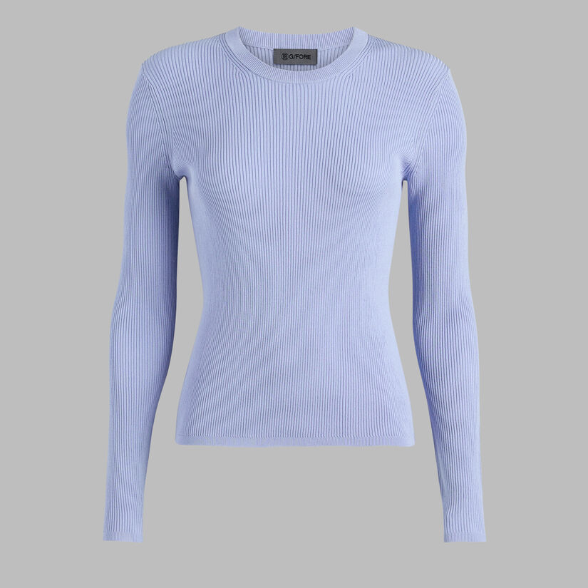COTTON BLEND RIB KNIT FITTED TOP image number 1