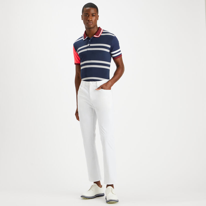 VARIEGATED STRIPE TECH JERSEY RIB COLLAR SLIM FIT POLO image number 4