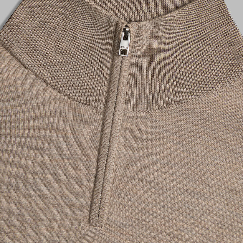 MERINO WOOL COTTON PLAITED 1/4 ZIP JUMPER image number 5