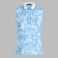 TRIPPY FLORAL SILKY TECH NYLON SLEEVELESS POLO image number 1