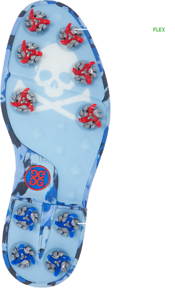 Removable tour flex pro softspikes with flexible expanding legs to provide supreme grip.  Increased dispersion of weight via ten points of contact with the ground.