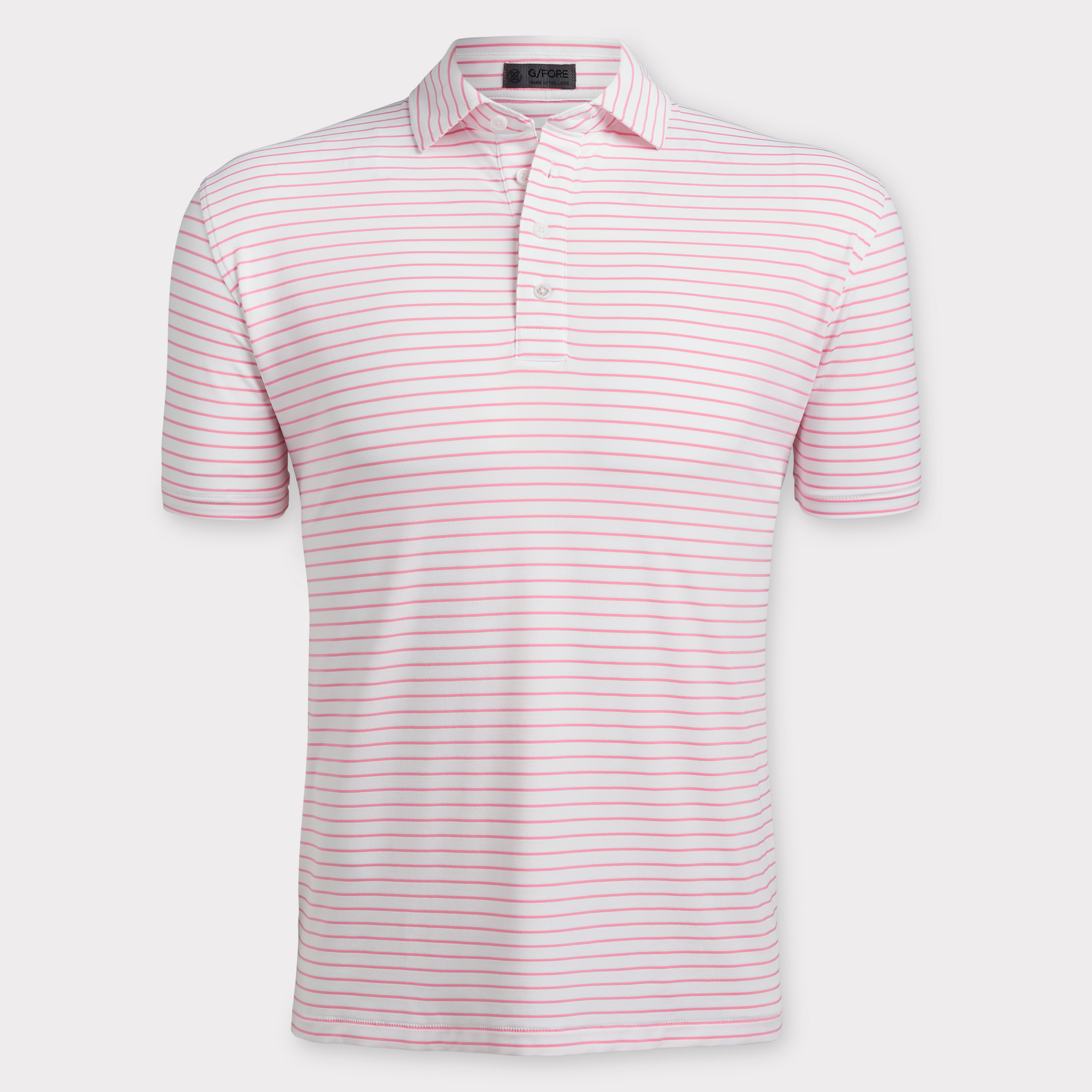 MEN'S PERFORATED MULTI STRIPE TECH JERSEY RIB COLLAR SLIM FIT POLO – G/FORE